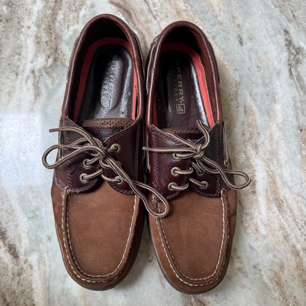 Sperry Men’s Sz 11.5, Brown Leather Boat Shoes w/ Moccasin Stitching, smoke free